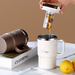 Approvisionnement direct entrepôt : <span class=keywords><strong>Tasse</strong></span> de voiture en acier inoxydable 304 avec couvercle, grande capacité, <span class=keywords><strong>tasse</strong></span> à thé avec infuseur pour le bureau - Product Image 2
