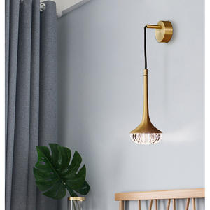 Applique Murale LED en Cuivre et Cristal de Style Nordique pour Hôtel, Restaurant, Chambre à Coucher, Éclairage Décoratif - Product Image 1