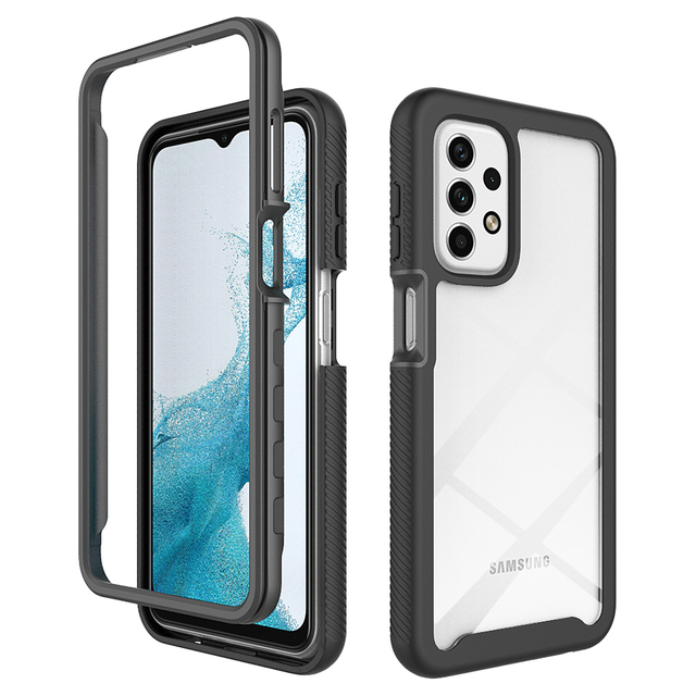 TPU Clear Acrylic Cover Cover PC Wholesale 3 in 1 for Samsung A04 A23 4G A13 A53 A73 5G A03S A03core 360 Full Cover Phone Case
