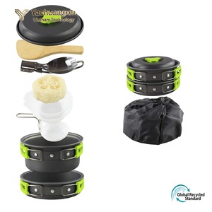Poêle à frire portable ultralégère pour le camping, en alliage d'aluminium, durable, ensemble de cuisine d'extérieur, 3-4L, couvercle en acier inoxydable - Product Image 2