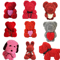 Vente en gros 2025 le plus populaire 40cm ours en peluche artificiel coloré PE mousse Rose ours ruban personnalisé avec boîte-cadeau pour la Saint Valentin
