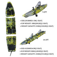 Kayak modulaire à pédales Viking 14,1 pieds pour 2 personnes, coque en HDPE PE, kayak en plastique, hélice, pêche en mer avec moteur de pêche à la traîne