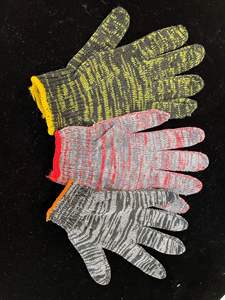 Guantes de trabajo de algodón, color gris oscuro, para mano, con borde rojo - Product Image 6