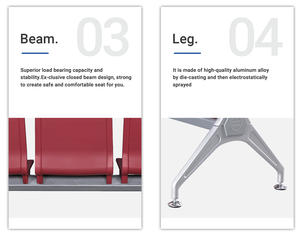 Chaise d'attente moderne pour réception publique, pour aéroport, hôpital, station de bus, sièges en tandem, cuir PU, en vente - Product Image 5