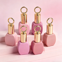 Flacon de vernis à ongles en gel UV personnalisé de 10 ml, nouveau design, verre, logo personnalisé, couleur rose, flacon vide de 10 ml, dessus doré