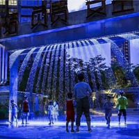 Cortina de agua digital inteligente moderna, cascada decorativa de caída de agua para puentes al aire libre, con iluminación de control inteligente