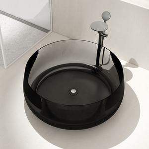 שקוף שרף אמבטיה בצבע קריסטל זכוכית ביתי עצמאי קטן שטוח דק קצה אווז מעגל עגול אמבטיה - Product Image 1