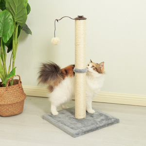 Griffoir vertical pour chat en corde de sisal, 1 niveau, base grise, pour le jeu des chatons et l'entretien des griffes - Product Image 2