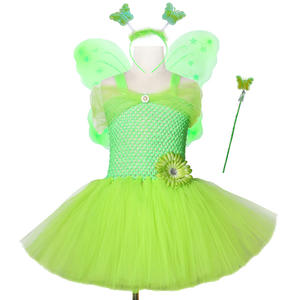 Disfraz de Princesa con Tutú de Malla Verde para Niñas MINCO, Disfraz de Cosplay de TV y Películas para Halloween, Hada <span class=keywords><strong>Campanilla</strong></span> - Product Image 1
