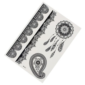 Pegatina de Tatuaje con Diseño Floral Negro, Arte Corporal Temporal, Película Impermeable para Mascotas, Talla Única - Product Image 5