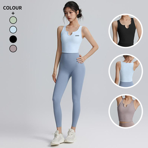 Top deportivo halter con cuello en V para mujer - Top atlético sin espalda hueco para yoga, fitness, running y uso casual - Product Image 1