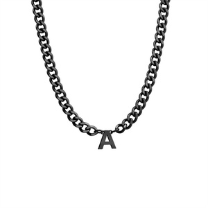 Collar de Cadena Cubana de Acero Inoxidable Personalizado con Colgante de 26 Letras, Joyería Minimalista Unisex Casual/Deportiva al por Mayor - Product Image 3