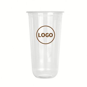Gobelets transparents en forme de U avec logo personnalisé, épais, réutilisables, en PP injecté, pour smoothies, thé au lait Boba, boissons aux bulles, avec couvercles - Product Image 1
