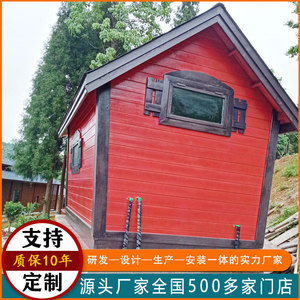 Cabaña de madera personalizada con porche para acampar y vivir al aire libre, construcción de madera tratada térmicamente, estilo tradicional - Product Image 5