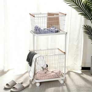 Organisateur de rangement pour vêtements <span class=keywords><strong>à</strong></span> 2 niveaux, <span class=keywords><strong>panier</strong></span> <span class=keywords><strong>à</strong></span> <span class=keywords><strong>linge</strong></span>, étagère roulante, organisateur de garde-robe en métal pour la chambre <span class=keywords><strong>à</strong></span> coucher et la salle de bain - Product Image 6