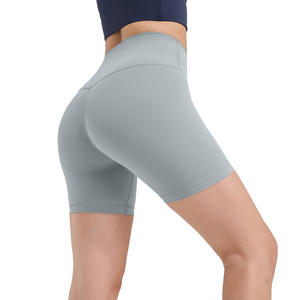 Pantalones cortos deportivos para gimnasio y yoga, cintura alta, transpirables, de corte recto, de tela Oxford, pantalones cortos calientes para mujer - Product Image 5