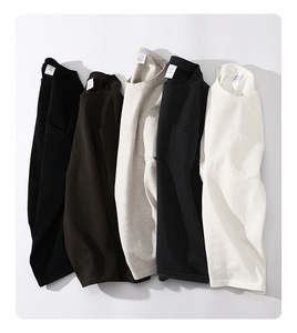 เสื้อยืดคอกลมทรงหลวมโอเวอร์ไซส์ แขนสั้น สีพื้น รุ่นคัสตอม 230G สำหรับผู้ชายและผู้หญิง มีกระเป๋าเสื้อ สไตล์สตรีทแวร์ - Product Image 4