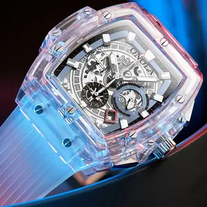 Onola relógio unissex de plástico transparente, relógio de marca esportivo de quartzo para homens e mulheres, casual e luxuoso, 2020