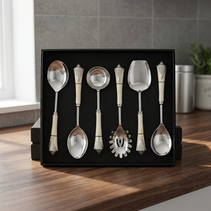 Juego de Cucharas para Servir Plateadas, Diseño Clásico, Acabado Espejo, Mango Largo, Utensilios de Cocina Duraderos para Bodas y Eventos - Product Image 4