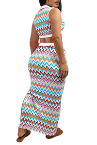 Set di gonna lunga corta estiva 2024 Sexy <span class=keywords><strong>con</strong></span> scollo a V in maglia <span class=keywords><strong>con</strong></span> <span class=keywords><strong>spacco</strong></span> da donna abiti Casual da donna abiti da ragazza <span class=keywords><strong>vestiti</strong></span> da donna - Product Image 4