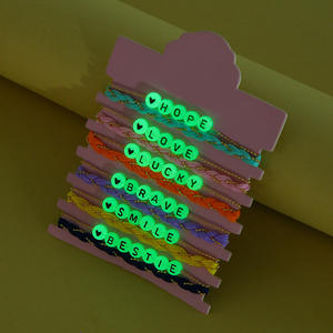 Juego <span class=keywords><strong>de</strong></span> 6 Pulseras Luminosas con Nombre Personalizado, Letras <span class=keywords><strong>de</strong></span> Amor, Cadena <span class=keywords><strong>de</strong></span> Metal Estilo Bohemia, Regalo para Mujer - Product Image 1