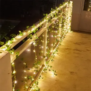 Iluminado Ivy Vines Artificial Green Leaf Garland LED String Lights Para Decoração De Festa De Casamento