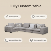 Canapé sectionnel en tissu durable de style nordique, trois places, dossier à coussins, pieds en acier inoxydable, rembourrage en éponge, écologique, pour hôtel et salon