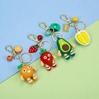 Özel Tasarım Kawaii Avokado Figürlü PVC Anahtarlık 3D Karikatür Meyve Karakteri Yeşil Bileklik Askılı Çanta Süsü Toptan OEM