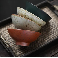 Bol à riz en céramique blanche rétro fait main de style japonais, vintage, sur pied, pour usage domestique, couleur sous glaçure, grande capacité