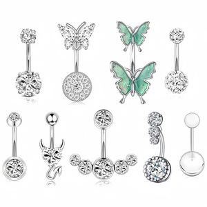 Ensemble de bijoux de <span class=keywords><strong>piercing</strong></span> élégant style punk en acier inoxydable avec zircon brillant et pendentif papillon pour <span class=keywords><strong>piercing</strong></span> de <span class=keywords><strong>nombril</strong></span>, idéal pour cadeau de mariage - Product Image 5