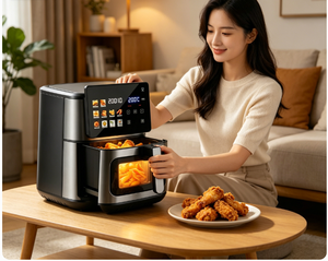 Friteuse à <span class=keywords><strong>air</strong></span> numérique intelligente électrique en acier inoxydable HY 4200W 10L avec 12 préréglages et écran tactile LCD - Product Image 2