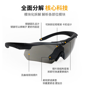 Gafas Tácticas con Montura Completa, Lentes de Policarbonato con Protección UV, Lentes Reemplazables para Pesca, Gafas Deportivas para Hombre - Product Image 3