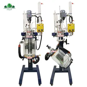 10 liter jacketed pilot double walled glass reactor with Lifting and Rotation