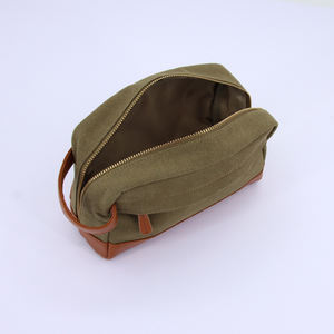 Оптовая продажа, индивидуальная дорожная холщовая мужская кожаная сумка для туалетных принадлежностей, косметичка, набор для бритья - Product Image 4
