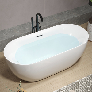 Hiện đại sang trọng 1.5m trắng freestanding hình bầu dục Acrylic ngâm bồn nhựa bề mặt rắn drainer Hot Bán - Product Image 6