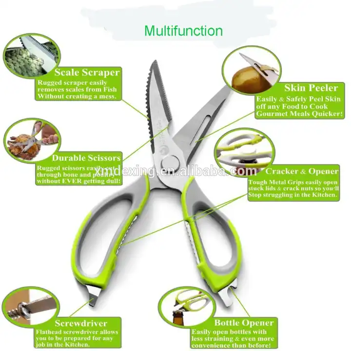 Kitchen Shears, Green, Kitchen Scissors Stainless Steel Come Apart  Multipurpose, Heavy Duty Sharp, Easy Wash with Magnetic Holder, for Food,  Meat, Fish and Vegetable, etc. 