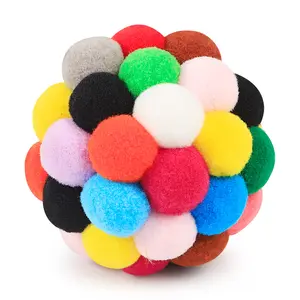 2024 nuovo colore vivido leggero all'interno intrattenuto esercizio interattivo peluche cane cane gatto palla giocattolo con campana - Product Image 1