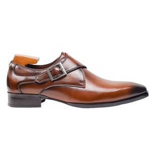 รองเท้าหนังสีน้ำตาลแบบ Monk Strap สำหรับผู้ชาย ยี่ห้อ IStapromo พร้อมหัวเข็มขัด สวมใส่สบาย เหมาะสำหรับงานทางการ งานเลี้ยง และใส่ทำงานในออฟฟิศ - Product Image 1
