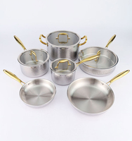 Ensemble de casseroles et poêles en acier inoxydable et titane, antiadhésives, avec logo personnalisé, taille sur mesure