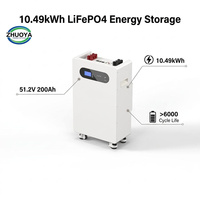 Système de stockage d'énergie à batterie lithium 51,2 V 200 Ah 10,49 kWh à cycle profond avec ports RS485, RS232, CAN, WiFi et Bluetooth