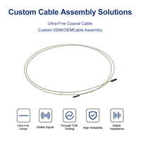 Câble coaxial micro personnalisé 44AWG 91cm 50 Ohm testé TDR pour sonde d'imagerie échographique pas de 0,5mm 0,35mm OEM ODM