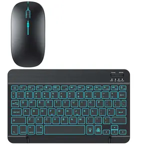 Clavier mince rvb et souris multimédia de pâte de BT rétro-éclairé de 7 couleurs pour Windows/Andriod/IOS