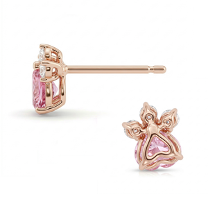 New Trendy Lovely <b>Cat</b> Design Real 18K Solid Gold Natural Diamond Sapphire Heart Shape ODM Single Stud <b>Earring</b> For Mix Matching - Product Image 4