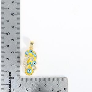 Pendentif Olive Dripping Flip Flops et Collier Œil Turc en Or Plaqué 18K, Breloque Chaussure, Sandale, Pantoufle, Plage, Faible MOQ pour la Fabrication de Bijoux - Product Image 4