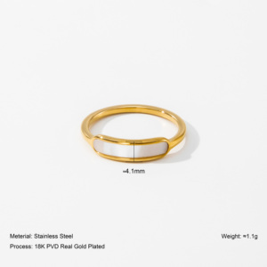 Anillo de Barra Rectangular con Banda Delicada YF2728, Chapado en Oro de 18K, Acero Inoxidable, Resistente al Agua, Hipoalergénico para <span class=keywords><strong>Mujer</strong></span> - Product Image 2