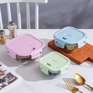 Portion en verre chauffée boîte à lunch micro-ondes stockage des aliments hermétique école déjeuner conteneur pour enfants multi-capacité - Product Image 5