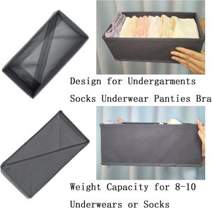 Pack of 3 Collapsible Fabric <b>Storage</b> Bins for Underwear Divider <b>Storage</b> <b>Box</b> Closet Dresser - Product Image 3