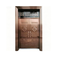 Porte d'entrée double en acier inoxydable rose gold sur mesure pour villa et appartement