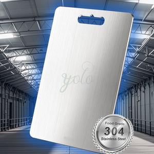 Juego de tablas de cortar aptas para lavavajillas de acero inoxidable puro 100%, bloques de cortar de titanio de grado alimenticio para cocina, carne, frutas y verduras - Product Image 2