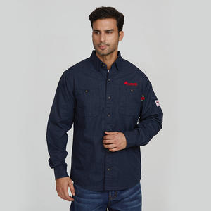 Camisa de Trabajo Dyne Azul Marino de Algodón, Uniforme de Fábrica/Taller, Diseño Personalizado Xk22 56346 - Product Image 3